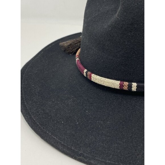 Stetson Crushable Wool Felt Outback Cowboy Hat Size S Black Woven Band Silver - Picture 2 of 13